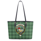 MacDonald Lord of the Isles Hunting Tartan Crest Leather Tote Bag
